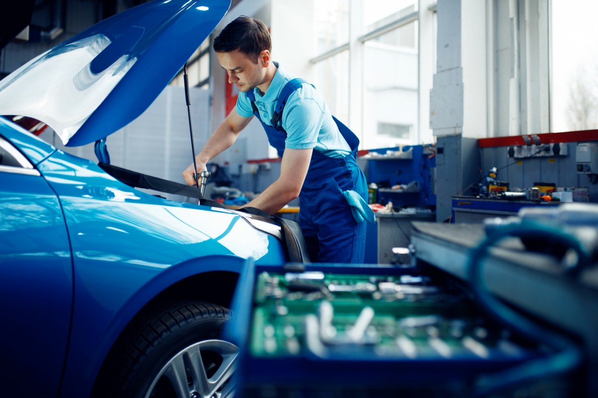 mechanic working on a vehicle