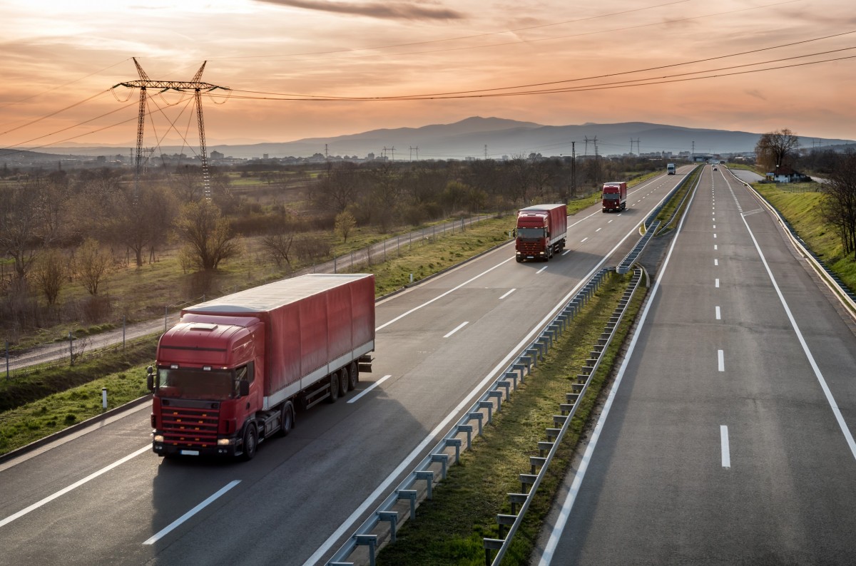 trucks on road